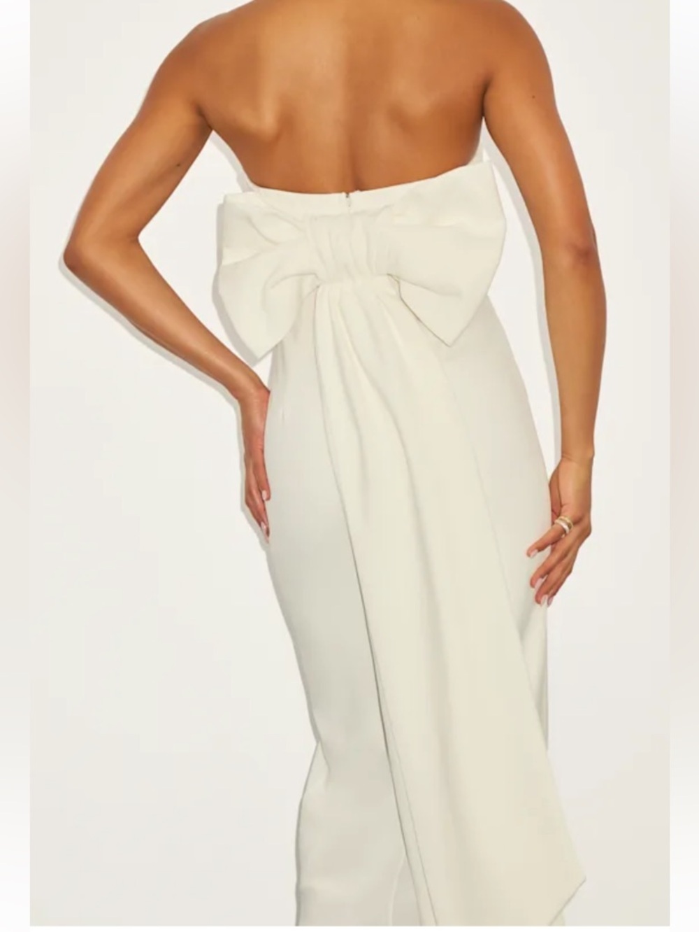 NWT Lulus Fabulous Phenomenon White Strapless Bow Midi Dress - Picture 3 of 15